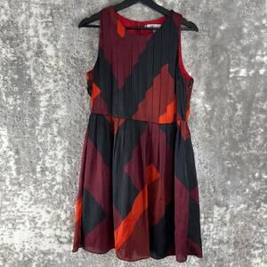 Jennifer Lopez Sz 8 Abstract Geometric Mini Fit Flared Dress Colorful Sleeveless